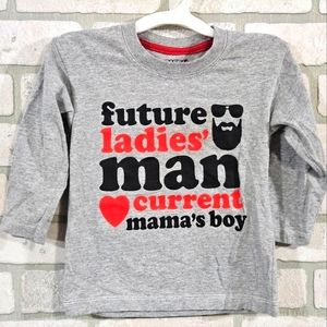 Boys Graphic " Future Ladies Man Current Mama;s Boy" Long Sleeve Tee Size 3T